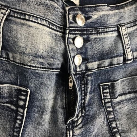 Almost Famous Button Fly Zip High Rise Skinny Jeans Size 11 Stretch Y2K 28x30 - Picture 10 of 11